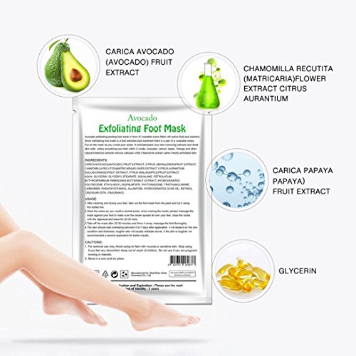 LtrottedJ Avocado Remove Dead Skin Foot Mask,Peeling Cuticles Heel Feet Care Anti Aging