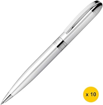 Amazon Com Zebra Fortia Vc Ba93 0 7mm Oil Based Ballpoint Pens Pack Of 10 Silver Body With Free 5 Color Sticky Notes Office Products