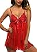 beautyin Women's Lace Babydoll Lingerie Sexy Chemise Sleepwear with G String Set
