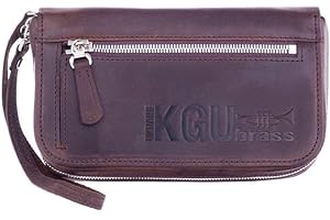 KGUBRASS Mouthpiece Holder (4-Piece) Genuine Leather Case for Trumpet, Flugelhorn, Cornet Mouthpieces. Protection for mouth piece. Handmade organiser bag (QUAD, Black)