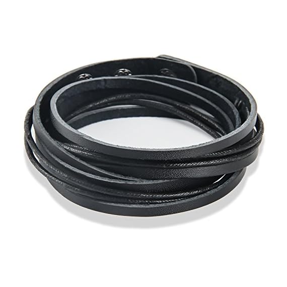Chic-Exquise-Designs-Handmade-Genuine-Vintage-Leather-Wrist-Cuff-Wrap-Bracelet-Adjustable-B-1-Black