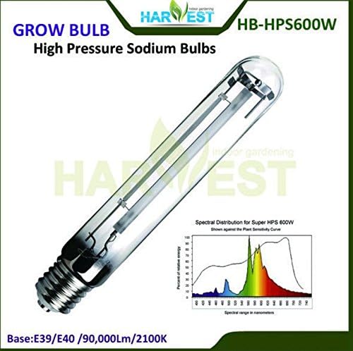E39/E40 600Watt Super High Pressure Sodium Grow Lights Bulbs HPS for Indoor Plant Flowering Growth, HB-LU600W, 24000h Life