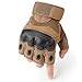 JIUSY Tactical Gloves Military Fingerless Hard Rubber Knuckle Half Finger for Army Gear Sports Driving Shooting Paintball Riding Motorcycle Hunting Gloves Size Medium Brown