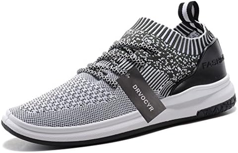 DRVOCYR Mens Knit Breathable Running Casual Sneakers Lightweight Athletic Tennis Walking Shoes(White EU40)