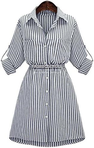 Henraly Autumn Winter Women long Sleeve stripe Bodycon Party Dresses Cotton Blends Plus Size Sky Blue 5XL
