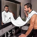 Beard Apron,Beard Shaving Bib - Hair Clippings Catcher, Grooming Cape Apron, Easy to Travel, for Man Shaving by Richhim - (White)