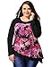 uxcell Women Plus Size Floral Prints Irregular Hem Tiered Tunic Top 2X Black