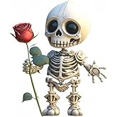 Charming Skeleton with Rose PVC Vinyl Car Decals Stickers Waterproof Self-Adhesive Decals for Cars, Laptops, Trucks, Motorcycles Wall Window Luggage Scratch Cover Door Decor Sticker