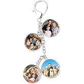 Custom Keychain with Picture Personalized Gifts for Women Men 4 Photo Personalized Keychains for Couples Families Fathers Mothers Day Gifts for Mom Dad Photo Keychain for Men Women