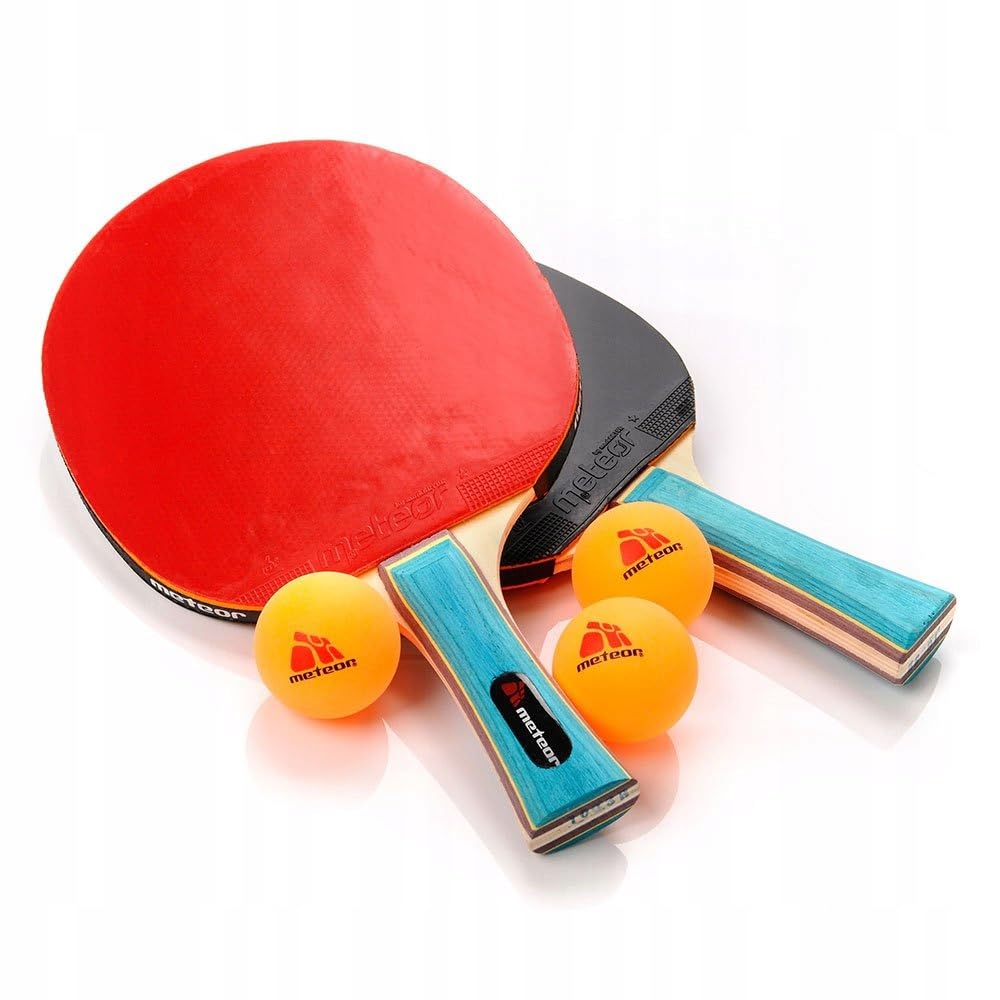 Table Tennis Set Two Bats And Three Balls Allround Professional Amateur Intermediate and Advanced Training Ping Pong Rackets Paddles Comfortable Handle For School Home Sports Club Office (One Star)