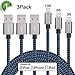 Xcords iPhone Cable 3Pack 3FT 6FT 10FT Nylon Braided 8 Pin Lightning to USB Charger Cable Compatible with iPhone 7/7 Plus/6/6 Plus/6s/6s Plus/5/5s/5c/SE/iPad(Blue/Black)