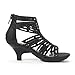 DREAM PAIRS Girls Sandals Low Heel Dress Pump Sandals Sweety-1 Black Little Kid Size 1