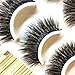 Sunward 2017 Fashion 3 Pairs 3D Mink Fur Fake Eyelashes Natural Black Hand-Made False Lashes (Black D)