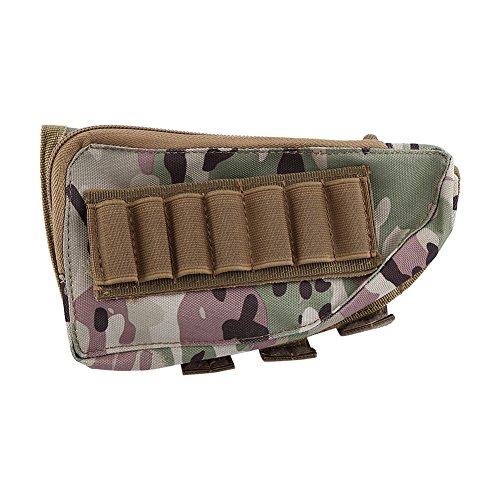 Ammo Pouch Buttstock Pouch Buttstock Shell Holder and Pouch for Rifles Multifunctional Shotgun & Rifle Bullet Pouch Cheek Pad Shell Pouch (Camo)