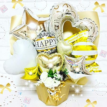 Amazon ゴールド 選べるメッセージバルーン お祝い 卓上バルーンギフト 発表会 開店祝いに ニコちゃん スマイリー 風船 バルーン おもちゃ