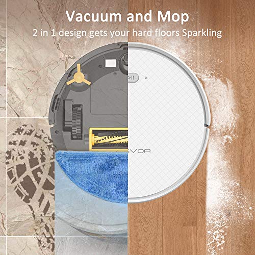 Tesvor Robot Vacuum, Robotic Vacuum and Mop Cleaner, 1800Pa Strong Suction, WiFi Connectivity, App and Alexa Voice Control,Clean from Hardfloors to Low-Pile Carpets, for Dust and Pet Hair.