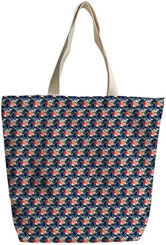 SXCHEN Custom Zipper Canvas Bags Shoulder Bag Handbag Red Rose Flower