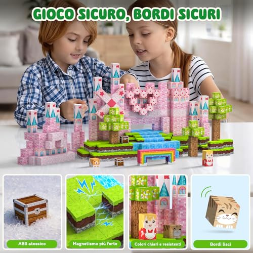 Crifeton Costruzioni Magnetiche per Bambini 100 PCS 2CM 3+ Giochi Cubi Magnetici, Blocchi Magnetic Building Blocks Giocattoli Montessori a Partire da 3 4 5 6 7 8 9 10 11 12 Anni Regali di Compleanno