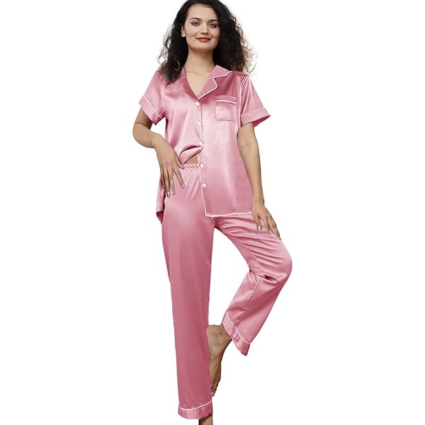 Ground Y RAYON SATIN PAJAMAシャツ WJing Yi Jia Womens Pajamas Set XS-4XL Silk Satin Pajama Sets