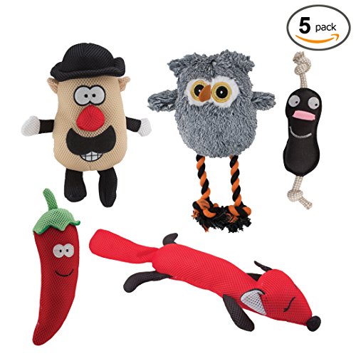 Dog-Toys-Value-5-Pack-for-Puppy-Small-Dogs-and-Medium-Dogs-from-Dawgeee-Squeaky-Toy-Plush-Toys-Rope-Pet-Toys-Dog-Chew-Toys