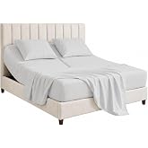 SGI bedding 36" King Split Top Flex Head Sheet 100% Egyptian Cotton Sheet Set Flex Top Sheet for Adjustable Bed 4Pc Sheet Set 15" Deep Pocket for Sleep Number Bed - Silver