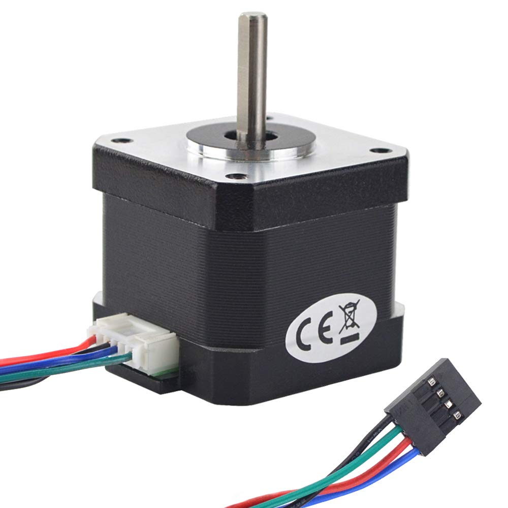 MybotOnline Stepper Motor NEMA 17 Bipolar 1.8deg 44Ncm (62.32 oz-in) 1.7A 42x37.5mm 4-Lead w/ 1m Cable & Full D-Cut Shaft for 3D Printer, XYZ Axis, DIY CNC
