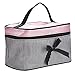 DATEWORK Satin Square Bow Stripe Cosmetic Bag (Black)