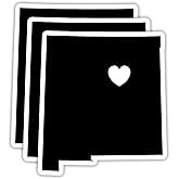 (3PCS) New Mexico State Map with Heart Stickers, US State Stickers - Waterproof Vinyl Decals for Tumblers, Water Bottles, Laptops, Books, Scrapbooks, Great for New Mexico Lovers 3 x 2.7 Inch