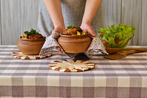 Trivets For Hot Dishes - Set of 4 Natural Wood Birch Coasters 7.5” - Kitchen Hot Pads for Countertops Tableware Heat Resistant Trivet Pans Pots - Thumbnail 2