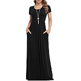 VIISHOW Women's Short Sleeve Loose Plain Maxi Dresses Casual Long Dresses with Pockets