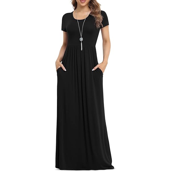 EUOVMY Maxi Dress for Women Loose Plain Crewneck Short Sleeves Wedding  Guest A-line Casual Ladies Long Dresses Party Vintage Flowy Spring Summer  Beach Sundress with Pockets Tie Dye Blue Small at Amazon