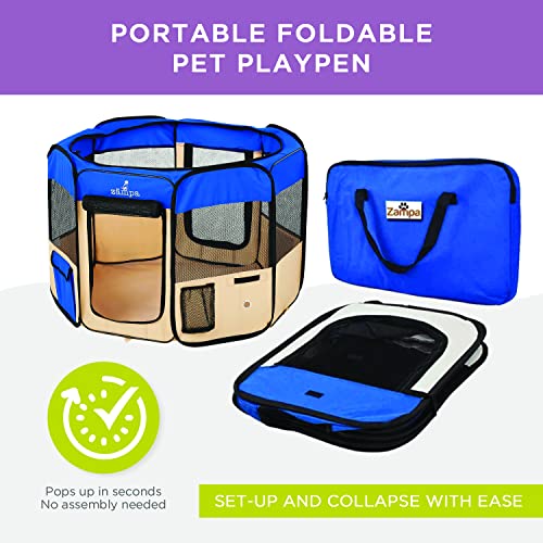 Zampa Puppy Playpen Small 36"x36"x24" Portable Pop Up Playpen for Dog