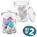 MetroDecor mDesign Bathrooom Vanity Canister Jars for Cotton Balls, Swabs, Cosmetic Pads - Set of 2, Clear