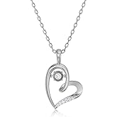 Eternaldia Dancing Diamond Necklaces for Women, Real Diamond Round or Heart Shape Necklace, Sterling Silver Necklace with 18 Inch Chain, Diamond Jewelry for Women (0.03-0.12 cttw)