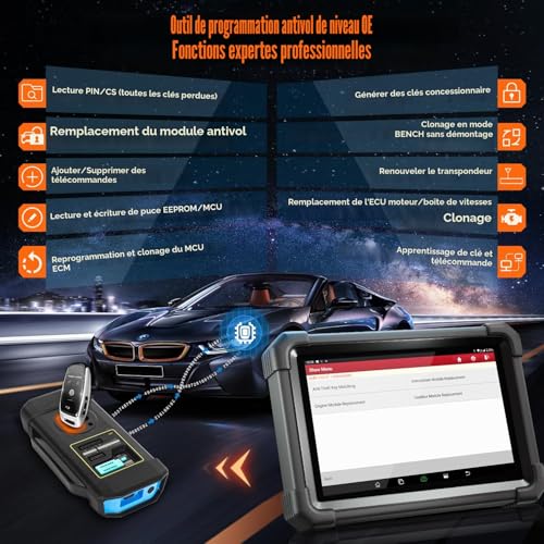 LAUNCH IMMO Plus X431 Car Diagnostic Case with All Systems Key IMMO Service 38+ Bi-Directional Active Test Obd2 with CANFD&DOIP FCA Guide V.A.G. 200+ Car 2 Years Service