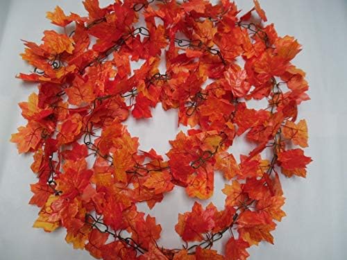 11 ft CHAIN LINK ORANGE MAPLE LEAF GARLAND/AUTUMN/HALLOWEEN/decoration/crafts