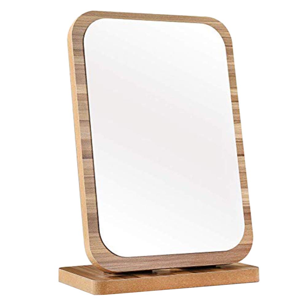 Lurrose Folding Makeup Mirror Wooden Desktop Design Large Foldable Mirror for Vanity Use Travel Makeup for Women