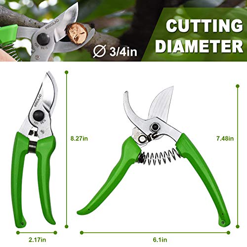 IRRIGLAD 130 Professional Pruning Shears, Gardening Scissors, Hand Pruners, Garden Clippers, Stainless Steel Blades, 7" Heavy Duty Tree Trimmers, Safety Lock