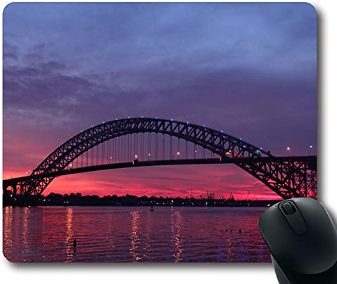 Custom Special Mouse Pad with Sunset Bayonne Bridge Usa Wilight River New Jersey Non-Slip Neoprene Rubber Standard Size 9 Inch(220mm) X 7 Inch(180mm) X 1/8 Inch(3mm) Desktop Mousepad Laptop Mousepads Comfortable Computer Mouse Mat
