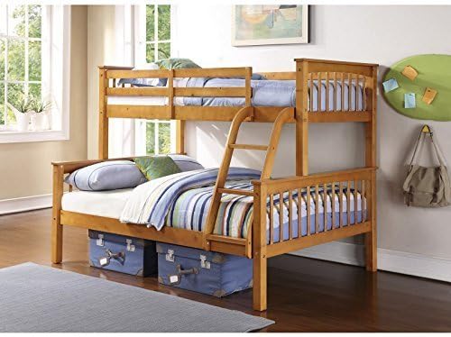 Comfy Homes Novaro PINEWOOD Triple Bunk Bed in PINE (BOTTOM BUNK 4FT 6! DOUBLE) - Three Sleeper - Triple Sleeper (Antique Pine)
