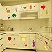BIBITIME Fruit Wall Decals Kitchen Art Stickers Strawberry Mushrooms Green Vegetables Pumpkin Watermelon Carrot Eggplant Cherry Orange Ice Cream Lockers Window Tile Decor