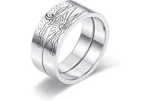 Sunflower Jewellery Moon & Sun Ring - Couples' Crescent Moon & Star Coupling Ring, Gift Set