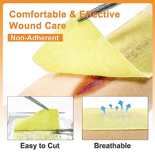 Carbou 4"x4" Medical Xeroform Petrolatum Dressing, Non-Adherent Gauze Pads, Soft Fine Mesh Gauze Patch for Wound Care, Burns, Lacerations, Skin Grafts & Surgical Incisions, 25 Individual Pack