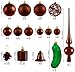 BRUBAKER 101 Pack Assorted Christmas Ball Ornaments - Shatterproof - with Green Pickle and Tree Topper - Designed in Germany - Brown