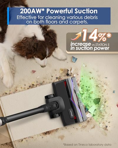 Tineco Pure ONE Station 5 Pro Cordless Vacuum, Automatic Dust Collection, Full-Path Self-Cleaning, ZeroTangle Brush, Up to 100 Minutes Runtime, Stick Vacuum Cleaner for Pet Hair, Carpet & Hard Floor