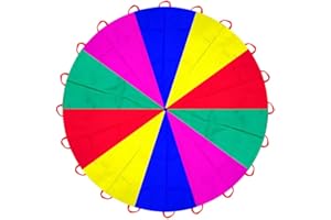 AMYESE 6.5ft/10ft/12ft/13ft/16.4ft/20ft Rainbow Parachute for Outdoor Party Games, Kids Play Parachute Group Cooperative Team Game Toys, Family Get-Together Entertainment
