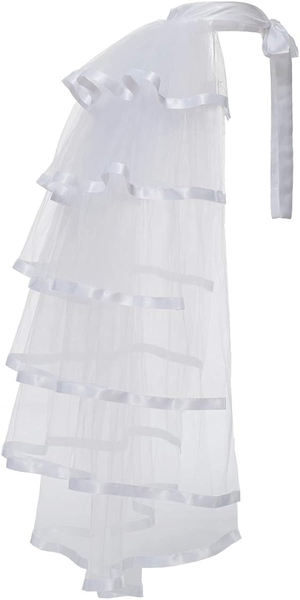 GRACEART Victorian Steampunk Tulle Bustle Vintage Tutu Belt Lace Underskirt Neo-Gothic Costume White