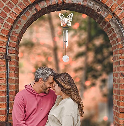 Small Wind Chimes for Outside Deep Tone 4 Tube Music Windchimes Outdoor Clearance Meditation Gifts for Patio Garden Yard Home Decor (Butterflies)