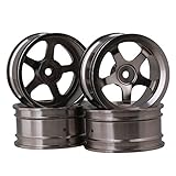 BQLZR Aluminum Alloy RC 1:10 On Road Car Grey Color Wheel Rims With 5-Spoke Pack Of 4