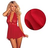 Wensltd Clearance! Lady Sexy Lingerie Corset+G-string Sleepwear (L, Red)